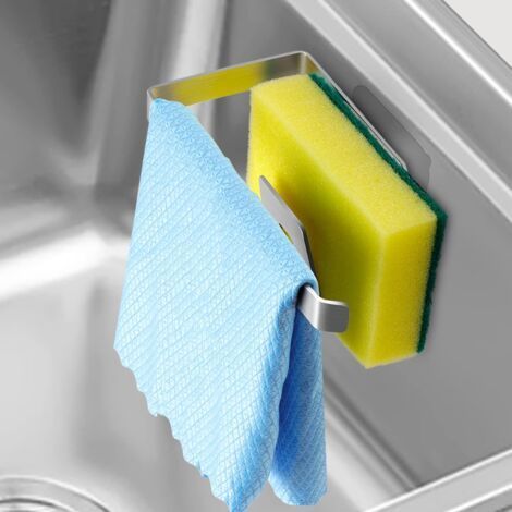 Porte-éponge amovible pour évier, porte-éponge - Organisateur de rangement pour évier, porte-torchon, porte-éponge en acier inoxydable - Accessoires de cuisine (1/5)