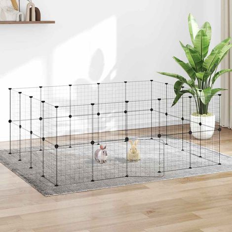 vidaXL 36-Panel Pet Cage with Door Black 175x140x70 cm Steel (1/5)