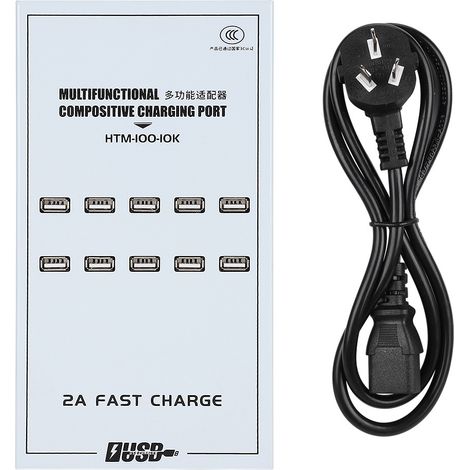 10 Ports 2A Hub USB Chargeur Rapide Intelligent Multiprise Secteur AU 170-220V (1/5)