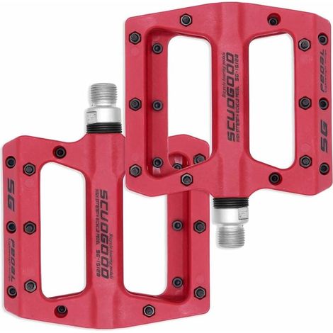 Juego de 1 par de pedales para bicicleta de montaña, ultraligeros y robustos, híbridos de 9/16 pulgadas para BMX y bicicleta de carretera (rojos). (1/5)