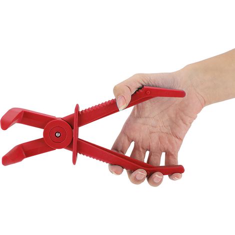 Kit de 3 pinces flexibles en plastique pour tuyaux de frein, de carburant et d'eau (rouge) (1/5)