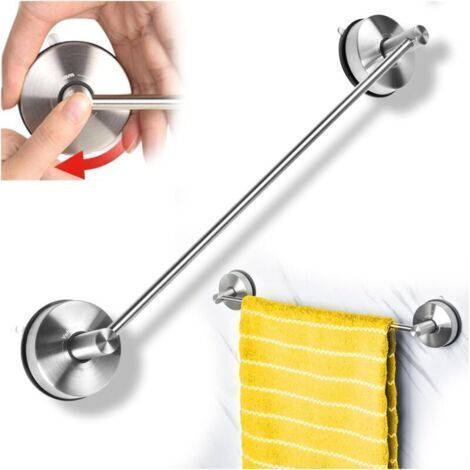 Barre Porte Serviette Ventouse 42.8cm Porte Serviette Salle de Bain Ventouse INOX Porte Anneau Torchon Cuisine Ventouse Mural Support Serviette Douche sans Perçage Brossée (17-inch) (1/4)