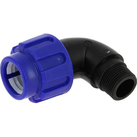 Coude 90° polypropylène à compression 10bar Mâle 1" PE Ø32