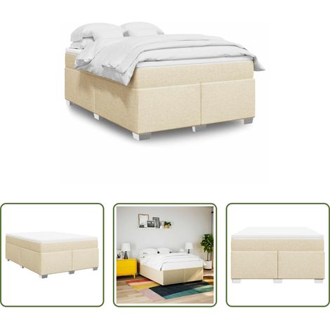vidaXL Taschenfederkern - Boxspringbett mit Matratze Creme 140x190 cm Stoff (1/5)