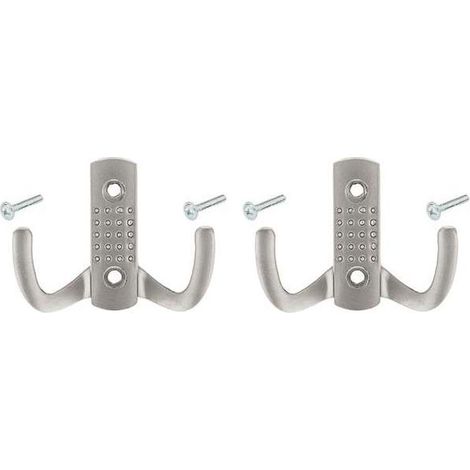 2 ganci doppi in metallo da 58 mm con finitura cromo satinato e viti per il montaggio a parete in cucina o bagno, ideali per cappotti, asciugamani, borse, posate, vestiti, spogliatoi, mobili o armadi. (1/2)