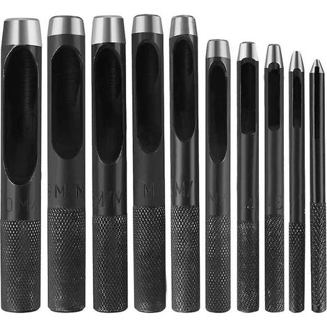 10 Pices Creux Poinon En Cuir, Poinon Creux En Acier Rond Set 1 Mm 10 Mm Outils De Perforation De Trou Creux De Cuir Pour Le Cuir, Bande De Montr (1/5)
