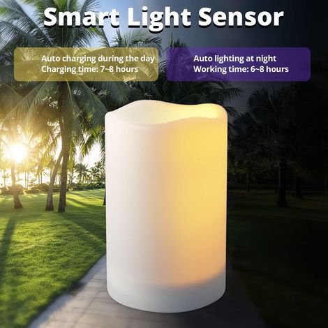 Bougies solaires avec capteurs de lumière intégrés qui s'allument et s'éteignent automatiquement du crépuscule à l'aube. (1/5)