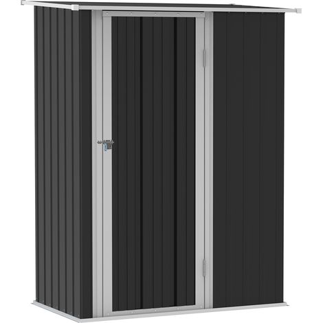 Cobertizo de jardín de acero gris oscuro 142 x 84 x 189 cm (1/5)