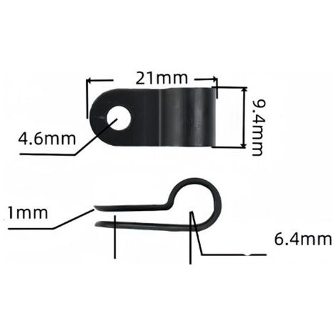 Abrazadera para cables，Soporte para cables，Abrazaderas para cables，Abrazaderas para invernaderos，100 piezas，Tipo R negro (1/4)