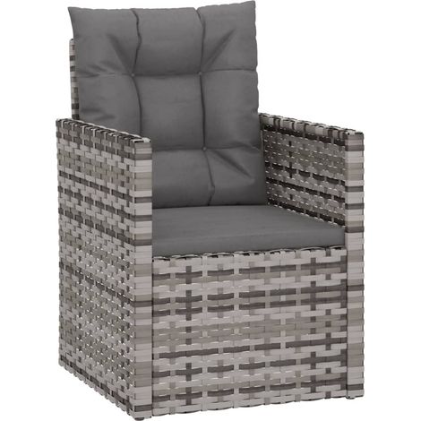 Maison Exclusive - Gartensessel mit Kissen Grau Poly Rattan