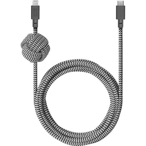 Cable de conector Lightning Native Union NCABLE-KV-CL-ZEB de 3 m, negro y blanco. (1/5)