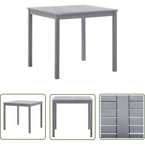 The Living Store Table de jardin Gris 80x80x74 cm Bois d'acacia massif - Table De Jardin - Table Ronde - Acacia Massif - Mobilier De Jardin - Table Extérieure (1/5)