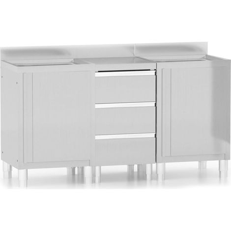 Armoires de cuisine commerciale 3 pcs Design moderne, Armoire Etagère de rangement, Acier inoxydable OIB2123E (1/5)