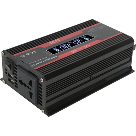 Convertisseur de puissance pour voiture 300 W à onde sinusoïdale modifiée, double port USB 4,2 A, charge rapide, affichage numérique couleur, 12 V à 110 V, noir (1/5)