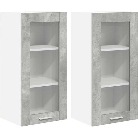 Mueble colgante con puerta 2 pcs Gris Concreto 40 x 31 x 80 cm vidaXL