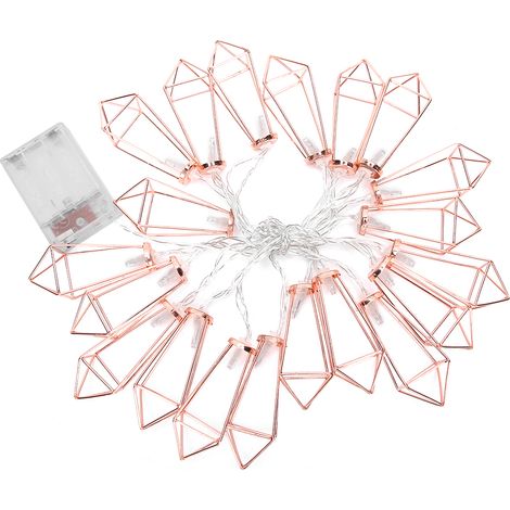 Guirlande lumineuse 20LED forme géométrique rose or pour décoration intérieure mariage chambre Noël fête