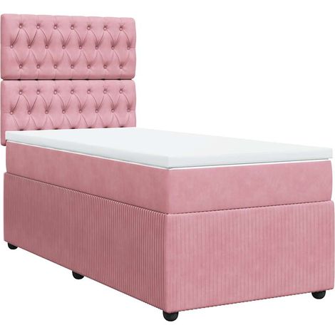 Maison Exclusive - Sommier à lattes de lit avec matelas Rose 90x190 cm Velours
