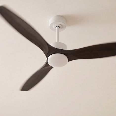 Forlight - Ventilador de Techo Stem Evo, Ø1320mm, Motor DC Silencioso, 30W + 20W LED, LED Integrado, CCT Seleccionable, 3000K - 4000K - 5000K, Regulable, Blanco, Palas Negro