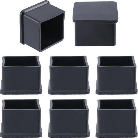 8 pièces Couvre-Pieds de Chaise Carrés Noirs Patins de Chaise Embouts de Pieds de Chaise Protections - 35x35mm (1/5)