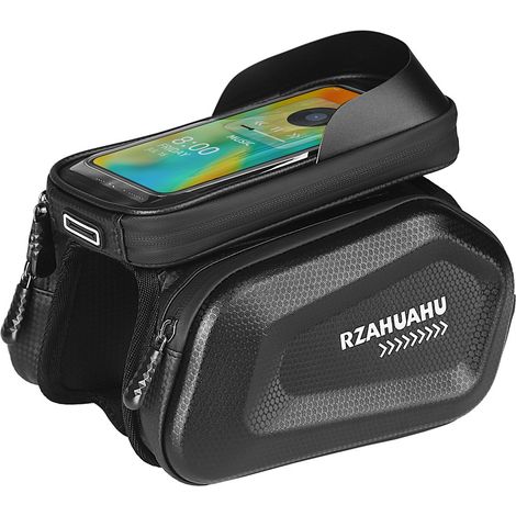 Bolsa de bicicleta de 2L para cuadro delantero, alforja de ciclismo impermeable con funda para teléfono móvil y pantalla táctil de 7 pulgadas, accesorios (1/5)
