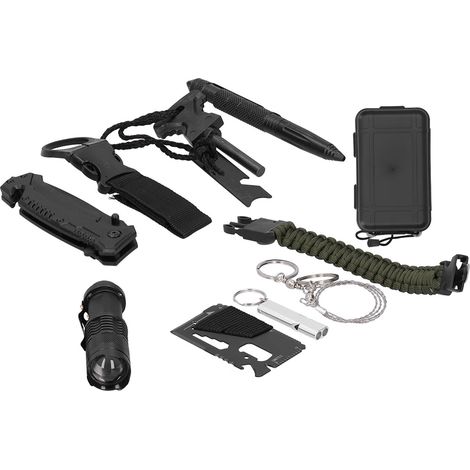 Kit de survie multifonctionnel pour le camping, avec boussole et pierre à feu. Fournitures d'urgence. (1/5)