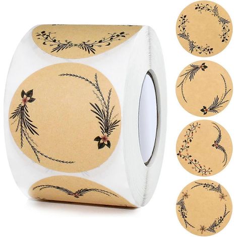 Lot de 500 étiquettes rondes autocollantes en papier kraft de 5 cm, idéales pour la confiture, les cadeaux, les enveloppes, les pots à épices et autres préparations pâtissières. (1/5)