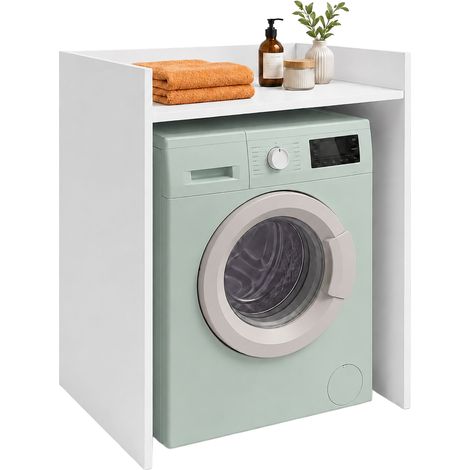 Relaxdays Waschmaschinenschrank, Regal über Waschmaschine & Trockner, HxBxT: 97 x 66 x 61 cm, Überbauschrank, weiß (1/5)