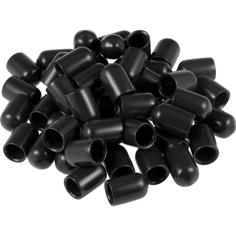 50pcs Capuchon, Diamètre 8mm, Caoutchouc Noir, Pour Vis Et Tuyau, Protection Meuble