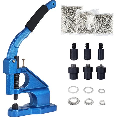 Presse à Oeillets Presse Manuelle à Crémaillère 3 Oeillet(024) Rivets Machine à œillets Pince Poinçonneuse Machine Main Outil Bannière Drapeau Presse Pack de 1500 (1/5)