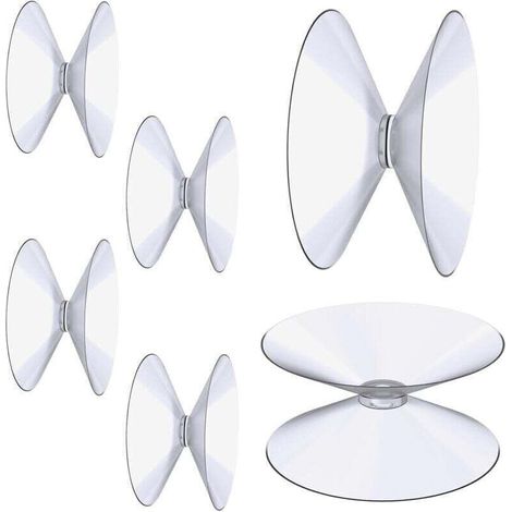 Ventouses Double Face, 6 Pices 4 cm Ventouses Transparentes, Extra Fortes PVC Plastique Suspension Rideau Isolant Ventouse pour Miroir De Table En Verre, Miroir de fentre de salle (1/4)