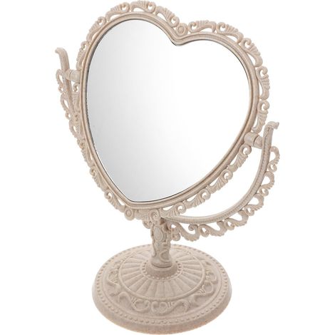 Miroir Cosmétique Rotatif de Cœur, Miroir de Beauté Vintage pour Chambre à Coucher, Conçu pour Usage Bureau et Espace Maquillage Fille (1/5)