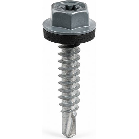 Vis autoperceuses de toiture inox 6,3 x 30 mm EPDM gris 100 pièces (1/5)