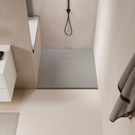Stano. – Receveur de douche extra plat 90 x 170 cm – Surface aspect ardoisé – Antidérapant PN24 – Installation à poser ou encastrer