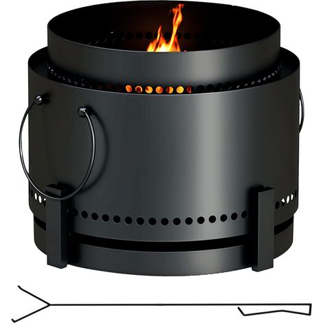 Outsunny 37cm Smokeless Wood Burning Firepit Metal Fire Pit, Black