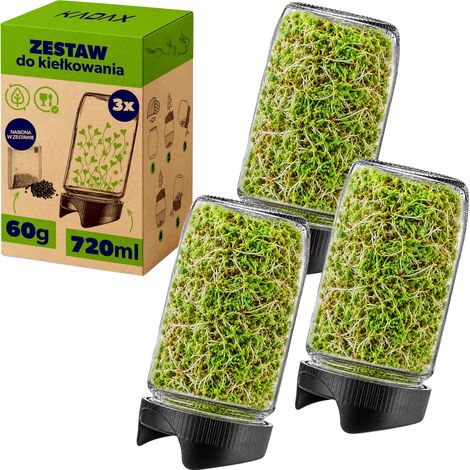 Tarro de germinación de vidrio, capacidad de 720 ml, juego de 3, circulación de aire eficiente, diseño de filtro lenticular. (1/5)