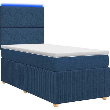 Maison Exclusive - Lit boxspring LED avec matelas Bleu 100 x 200 cm Tissu (1/5)
