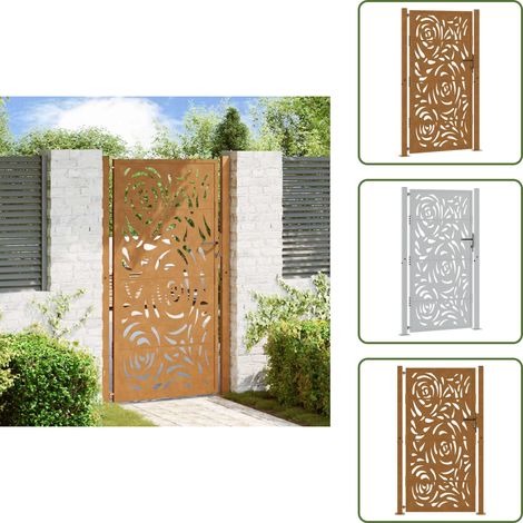 Gartentor 105x180 cm Wetterfester Stahl Flammen-Design - Gartentor - Gartentore - Zauntor - Sicherheitstor (1/5)