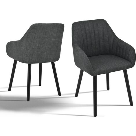 Goeurvant Minimalistische Esszimmerstühle mit bequemer Rückenstütze, ergonomischen Armlehnen und stabilen Holzbeinen - 2er Set – Anthrazit