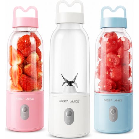 Blender Portable Rechargeable MEET JUICE, Gobelet Électrique à Jus de Fruits 500 ml, Blanc (1/5)