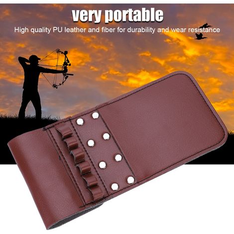 Étui de ceinture en cuir PU pour 6 flèches, accessoire de tir à l'arc portable (marron)