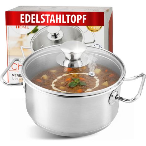 Kochtopf MagicHome Chloe, Topf, 20 cm, 3 Liter, mit Glasdeckel, Edelstahl (1/5)