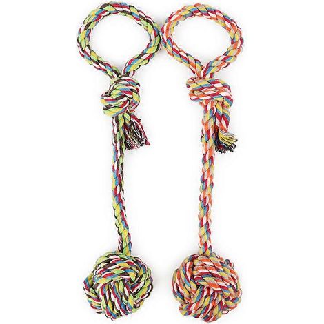Lot de 2 jouets pour chien en corde à nœud de poing de singe en polycoton de 45 cm ( )