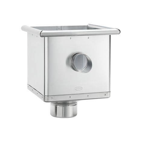 GRÖMO® Verzinkter Wasserfangkasten kubisch exzentrisch mit Überlauf ø80, 283x240x240, 51691 (1/2)
