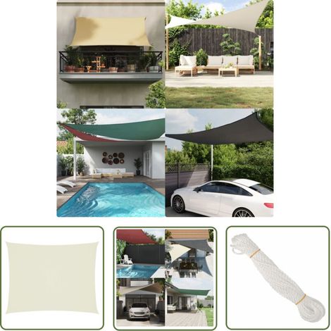 The Living Store Voile de parasol tissu oxford rectangulaire 4x5 m crème - Parapluie Exterieur - Voile Solaire - Parasol Rectangle - Parasol Creme - Parasol Jardin
