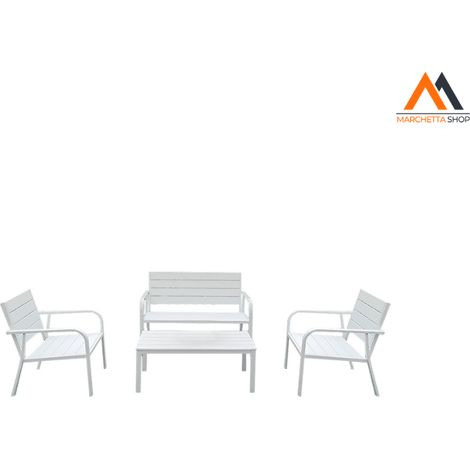SET GIARDINO EFFETTO POLYWOOD 'ARBUS' colore bianco