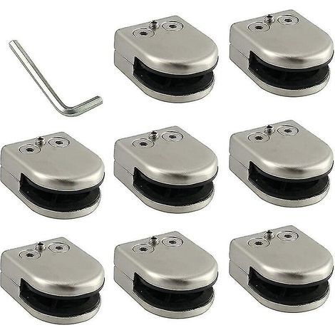 Glasklemmen, 8er-Set, 6-8 mm, Edelstahl 304, flache Rückseite, verchromt, für Geländer (1/5)