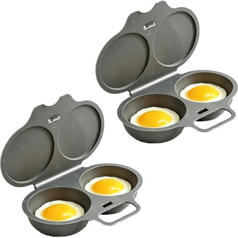 1pc/2pc Cuiseur Oeuf Pocheuses à œufs Micro-ondes Double Tasse Oeufs (1/5)