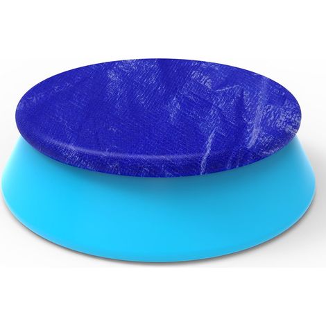 Bâche de piscine - Diamètre : 305 cm - Ronde - Protection contre le vent et les UV - Bleu foncé (1/5)