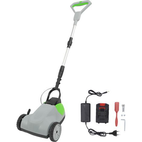 Tondeuse à gazon sans fil, 6 500 tr/min, 3 hauteurs de coupe, manche télescopique amovible en aluminium, petite tondeuse électrique, pour jardin, prise UE (1/5)