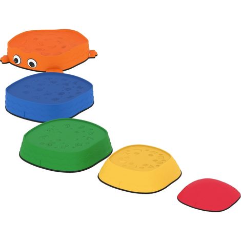 5er-Set Trittsteine zum Balancieren, stapelbar, Froschform, Kunststoff, Bunt (1/5)